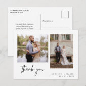 Minimalistische twee foto bruiloft dank u Briefkaa Briefkaart (Voorkant / Achterkant)