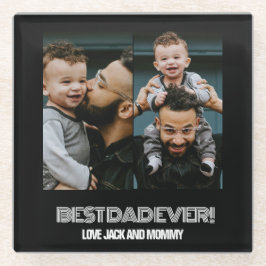 Minimalistische twee foto collage beste papa ooit glazen onderzetter