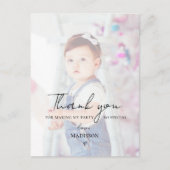 Minimalistische twee foto eerste verjaardag dank u briefkaart (Voorkant)
