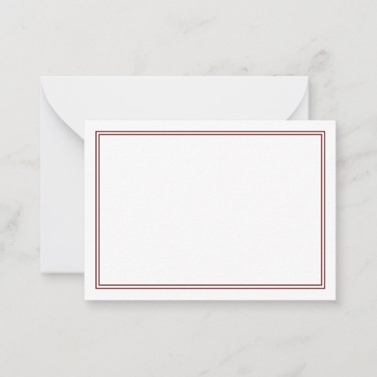 Minimalistische twee grens Maroon Notitiekaartje (Voorkant)
