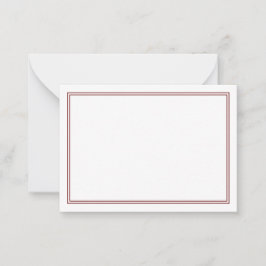 Minimalistische twee grens Maroon Notitiekaartje