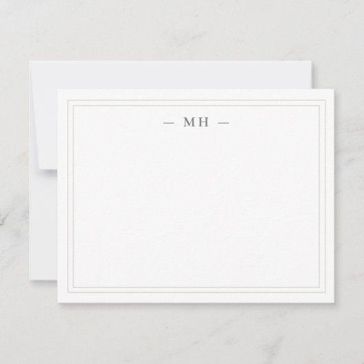 Minimalistische twee grens monogram Initiaal Plaid Notitiekaartje (Voorkant)