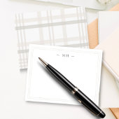 Minimalistische twee grens monogram Initiaal Plaid Notitiekaartje