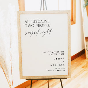 Minimalistische twee mensen veegden naar rechts te poster