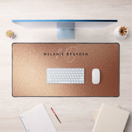 Minimalistische twee monogram Roos Faux Gold Foil Bureaumat