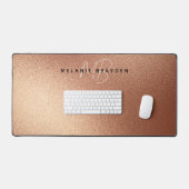 Minimalistische twee monogram Roos Faux Gold Foil Bureaumat (Keyboard & Muis)