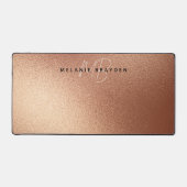 Minimalistische twee monogram Roos Faux Gold Foil Bureaumat (Voorkant)