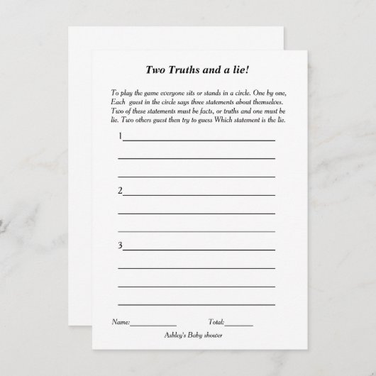 Minimalistische twee waarheden en een leugen baby  kaart (Voorkant / Achterkant)