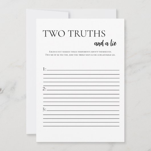 Minimalistische twee waarheden en een leugen Vrijg Kaart (Voorkant)