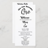 Minimalistische twee worden één wit huwelijksprogr (Voorkant / Achterkant)