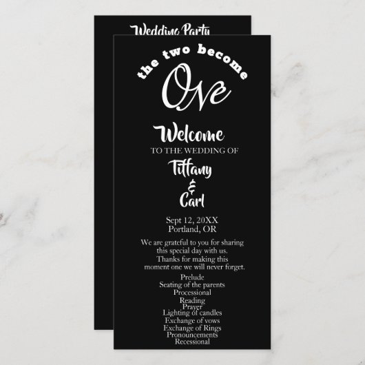 Minimalistische twee worden een zwart huwelijkspro (Voorkant / Achterkant)