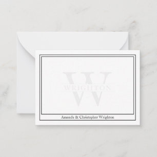 Minimalistische tweedelige monogram kaart voor kop notitiekaartje