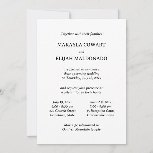 Minimalistische tweetalige Spaans-Engels twee rece Kaart (Voorkant)