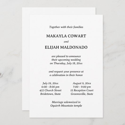 Minimalistische tweetalige Spaans-Engels twee rece Kaart (Voorkant / Achterkant)