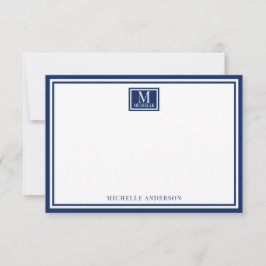 Minimalistische Tweevoudige Rand Monogram Naam Nav Notitiekaartje