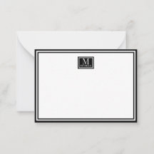 Minimalistische Tweevoudige Rand Monogram Naam Zwa