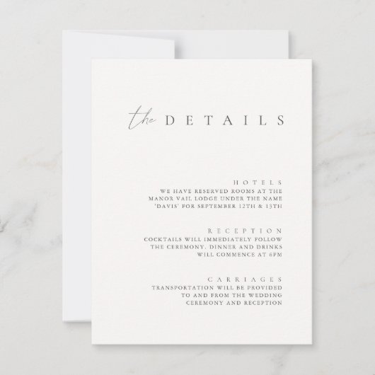 Minimalistische tweezijdige trouwdetails bijlage  kaart (Voorkant)