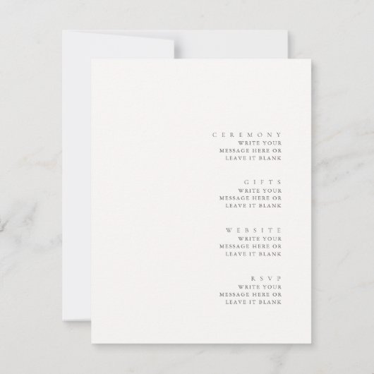 Minimalistische tweezijdige trouwdetails bijlage  kaart (Achterkant)