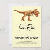 Minimalistische Two-Rex Dinosaurus Verjaardagsfees Kaart (Voorkant)