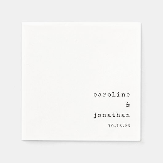 Minimalistische typemachine Aangepaste Koppelnamen Servet (Voorkant)
