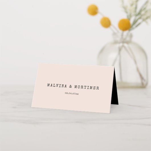  minimalistische typemachine bruiloft plaatskaartje (Achterkant)