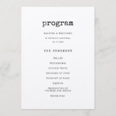 minimalistische typemachine bruiloft programmakaart (Voorkant)