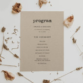 minimalistische typemachine bruiloft programmakaart