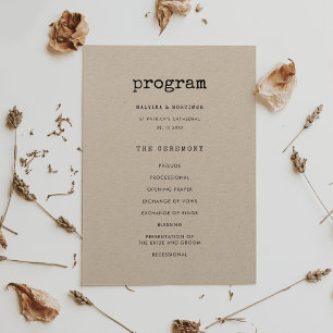  minimalistische typemachine bruiloft programmakaart