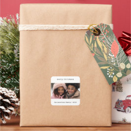 Minimalistische typemachine Christmas Photo Sticke Vierkante Sticker