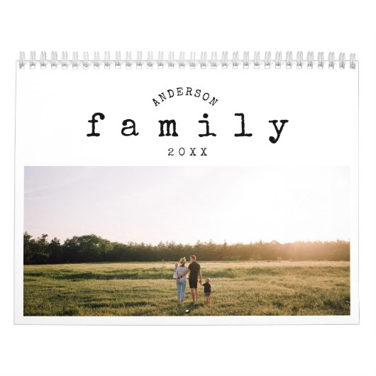 Minimalistische typemachine eenvoudige familiefoto kalender (Hoes)