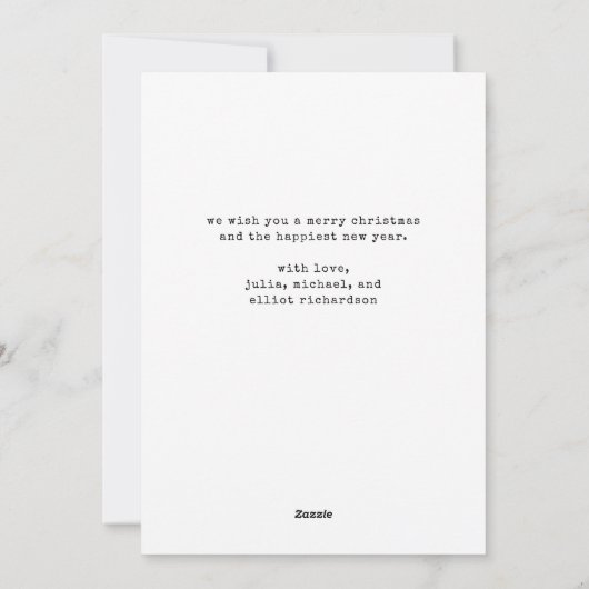 Minimalistische typemachine foto kerstkaart (Achterkant)