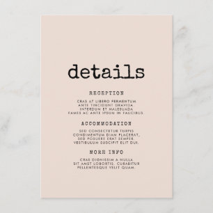 minimalistische typemachine gastinformatie informatiekaartje