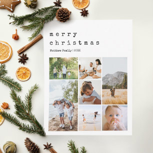 Minimalistische typemachine kerst familie foto feestdagenkaart