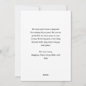 Minimalistische typemachine kerstfamilie drie foto feestdagenkaart (Achterkant)