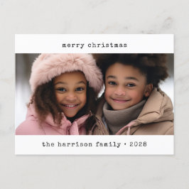 Minimalistische typemachine Kerstmis Feestdagenkaart