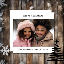 Minimalistische typemachine Kerstmis Feestdagenkaart