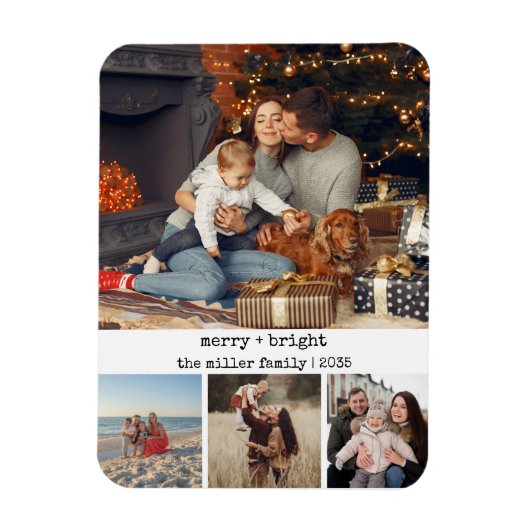 Minimalistische typemachine Kerstmis foto vrolijk Magneet (Verticaal)