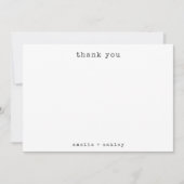 Minimalistische typemachine wit aangepaste trouwfo bedankkaart (Voorkant)