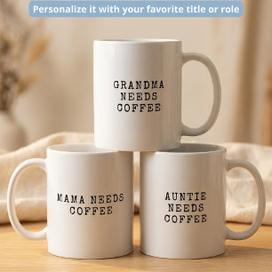 Minimalistische typemachinebeker met 'Mama heeft k Koffiemok