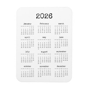 Minimalistische typewriter font kalender 2023 magneet