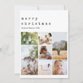 Minimalistische Typewriter Kerstmis Familie Foto Feestdagenkaart (Voorkant)