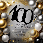 Minimalistische typografie 100 100ste verjaardagsf acryl uitnodigingen