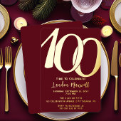 Minimalistische typografie 100 100ste verjaardagsf folie uitnodiging