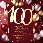 Minimalistische typografie 100 100ste verjaardagsf folie uitnodiging