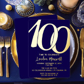 Minimalistische typografie 100 100ste verjaardagsf folie uitnodiging