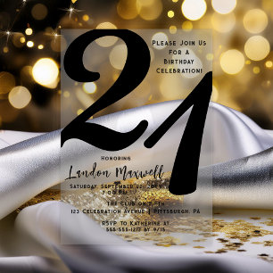 Minimalistische typografie 21 21ste verjaardagsfee acryl uitnodigingen