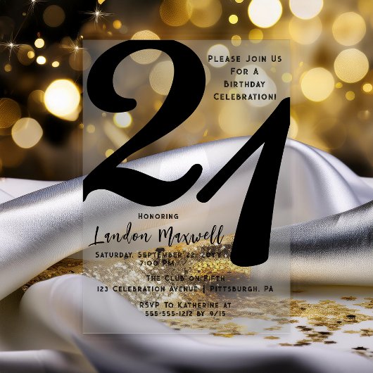 Minimalistische typografie 21 21ste verjaardagsfee acryl uitnodigingen