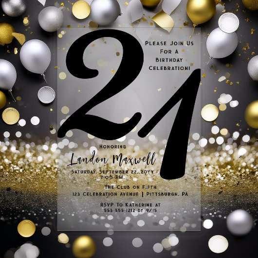 Minimalistische typografie 21 21ste verjaardagsfee acryl uitnodigingen