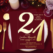 Minimalistische typografie 21 21ste verjaardagsfee folie uitnodiging