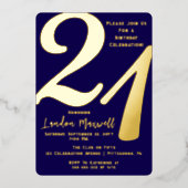 Minimalistische typografie 21 21ste verjaardagsfee folie uitnodiging (Voorkant)